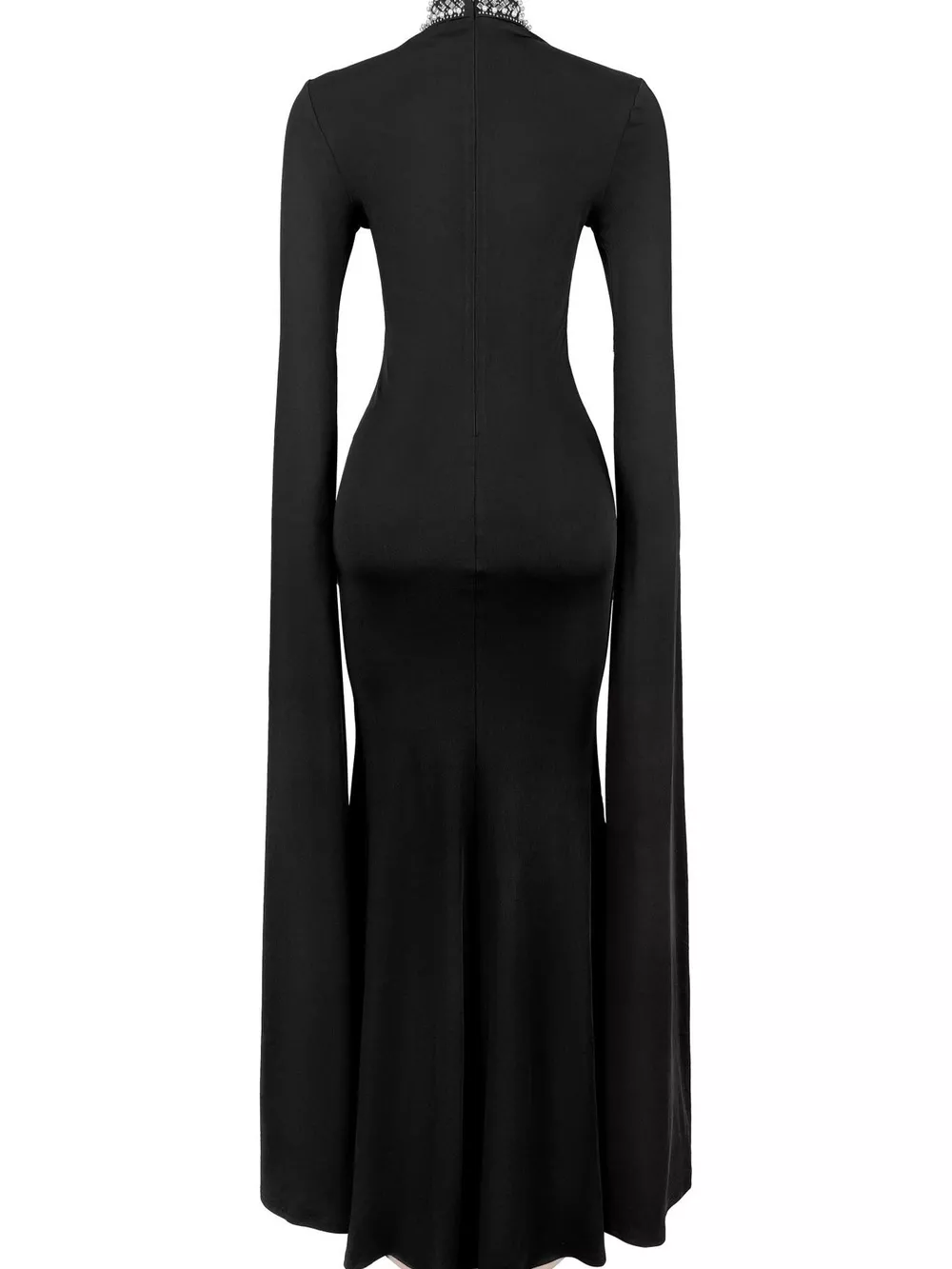 Rhinestone Slit Flare Sleeve Cape Maxi Dress, image 7