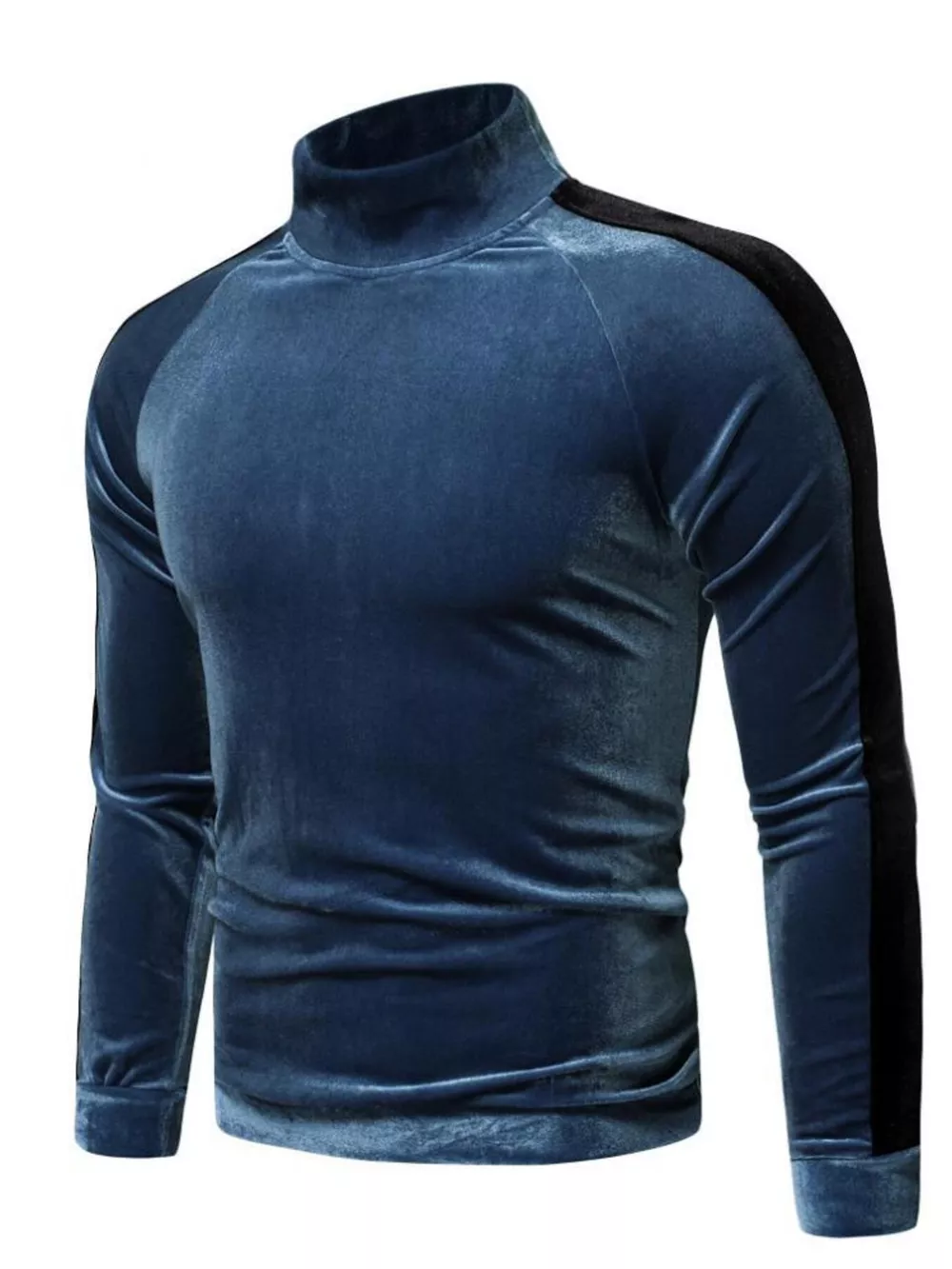 Men's Velvet Turtleneck Long Sleeve T-Shirt, image 3