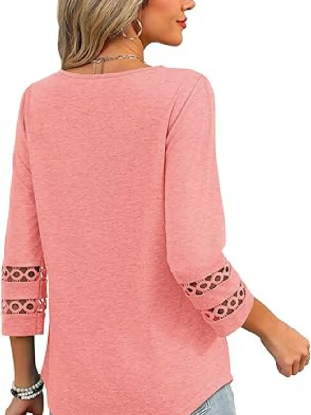 V-Neck Cutout 3/4 Sleeve T-Shirt, image 33