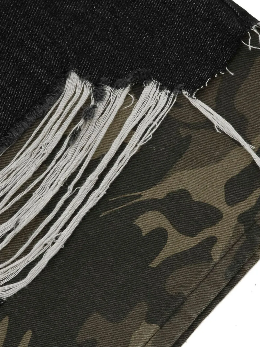 Men's Distressed Camo Trim Denim Bermuda Shorts, image 7
