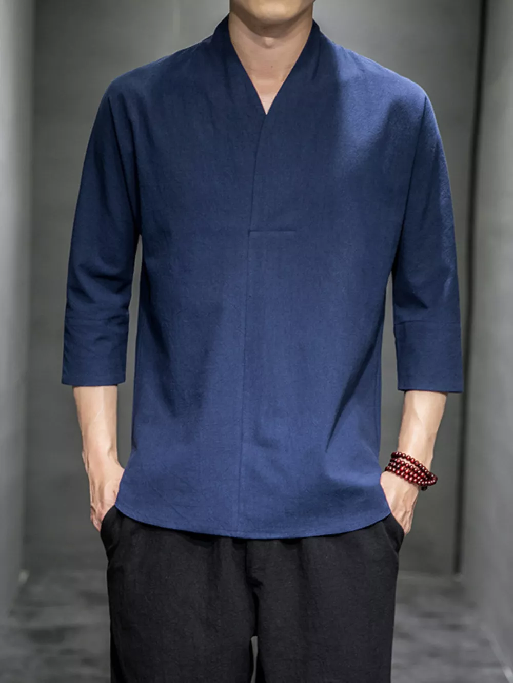 Men's Plus Size Loose Fit 3/4 Sleeve Shirt, image 2