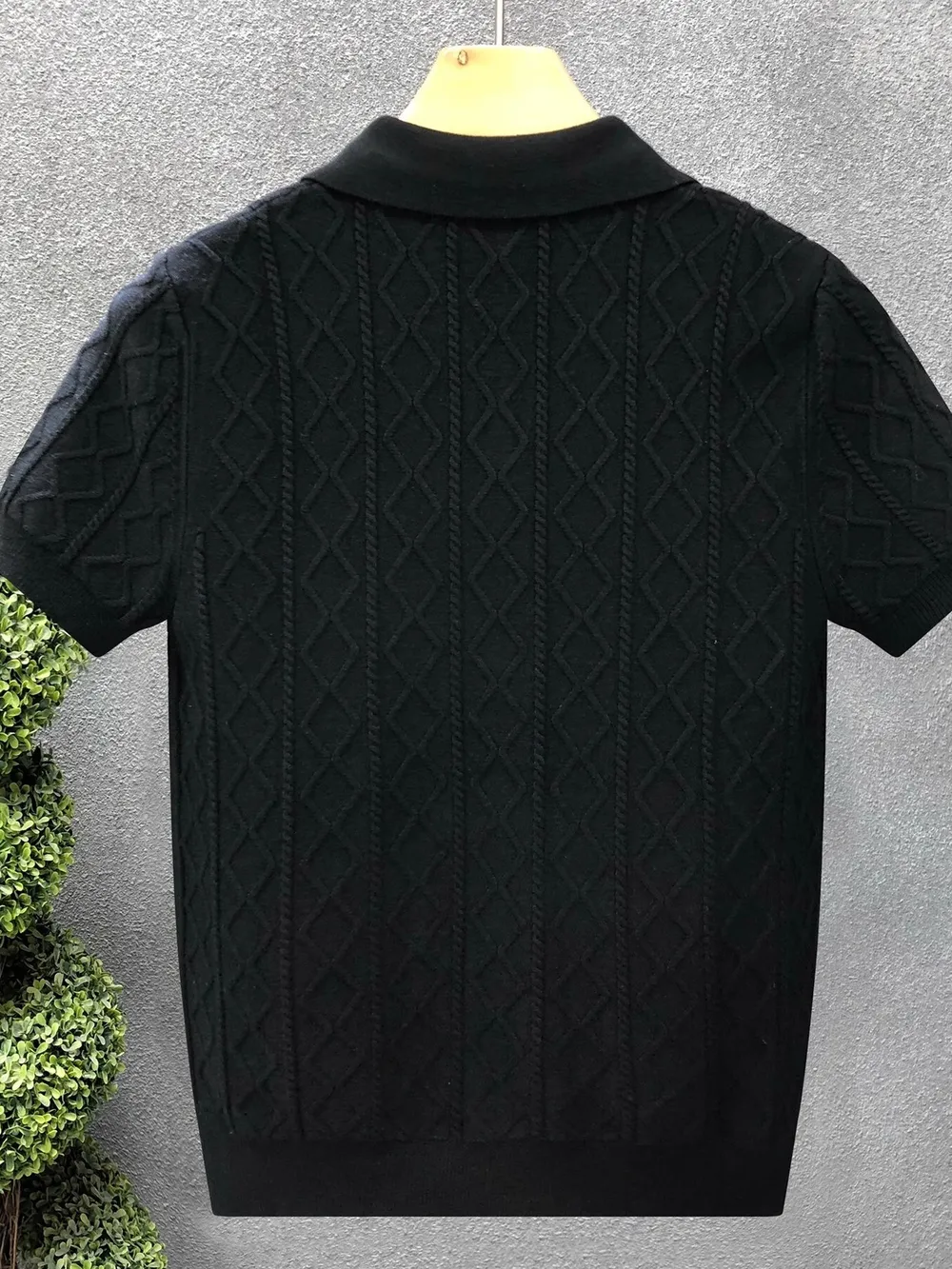 Men's Plus Size Basic style Collared Neck Knit Polo, image 2