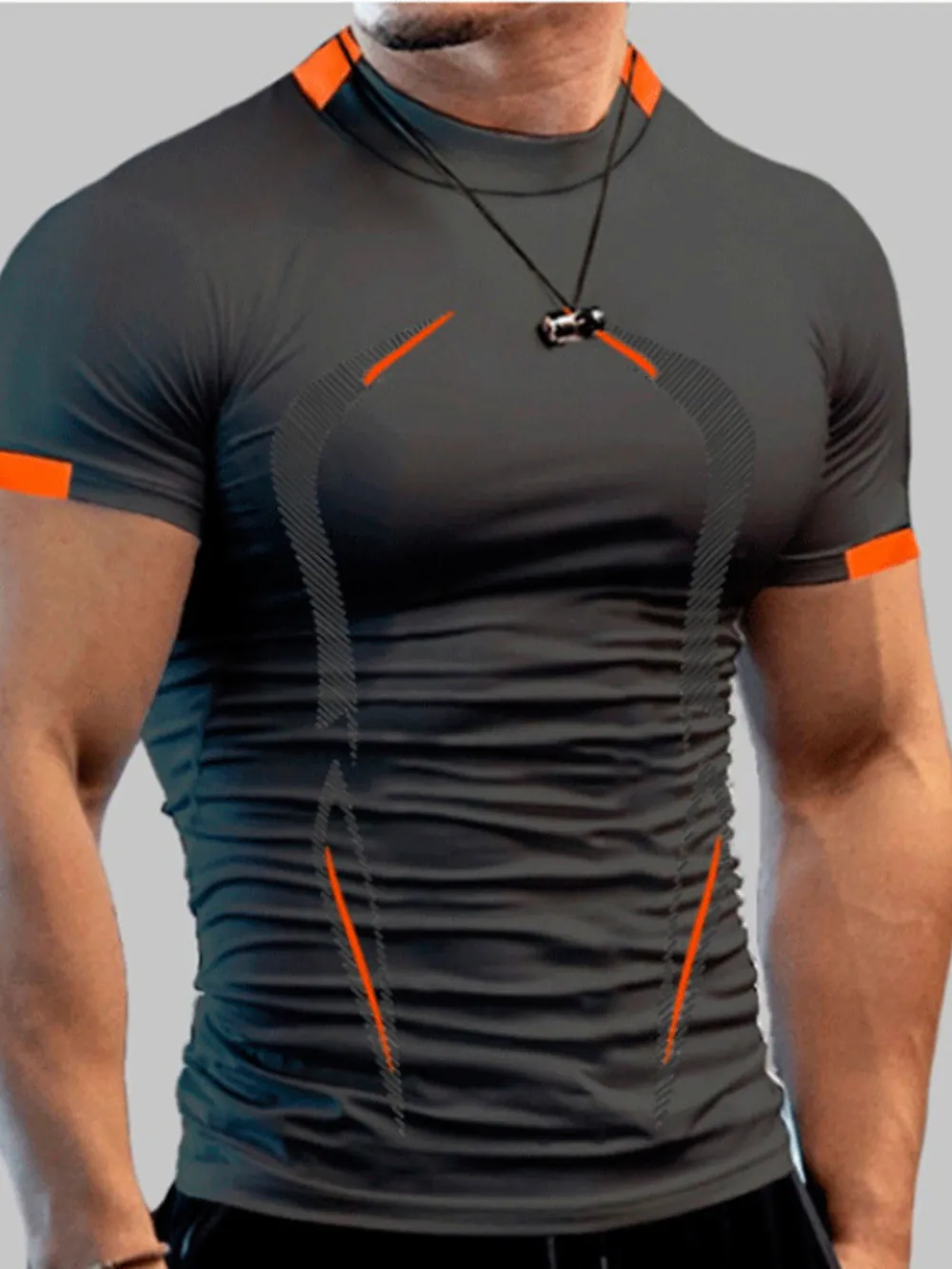 Men's Full Size Mock Neck Short Sleeve Active T-Shirt Plus Size, image 2