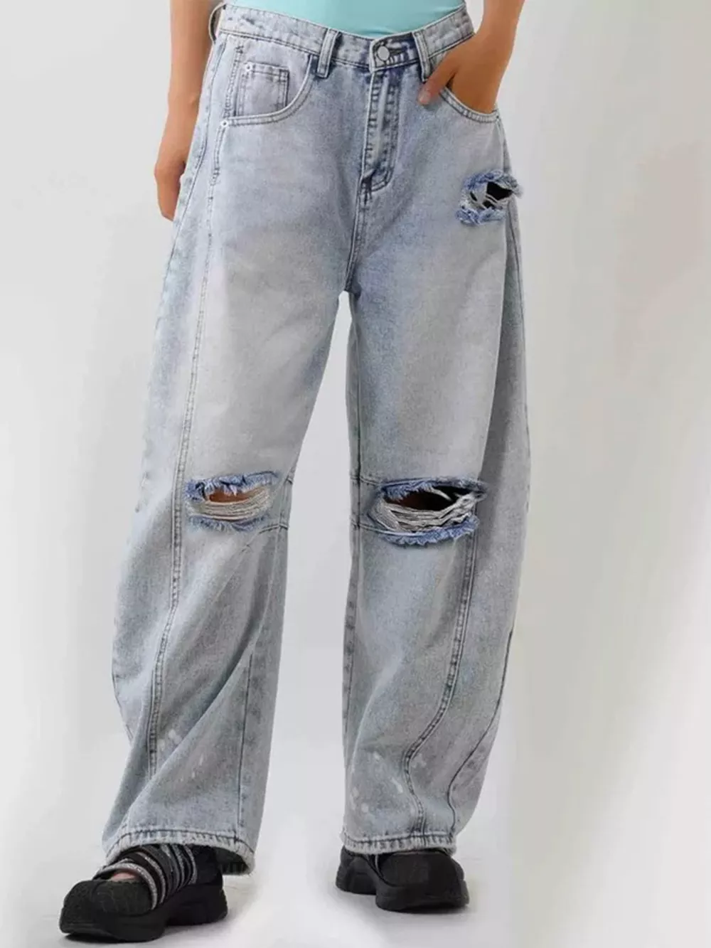 Distressed Wide Leg Jeans, image 2