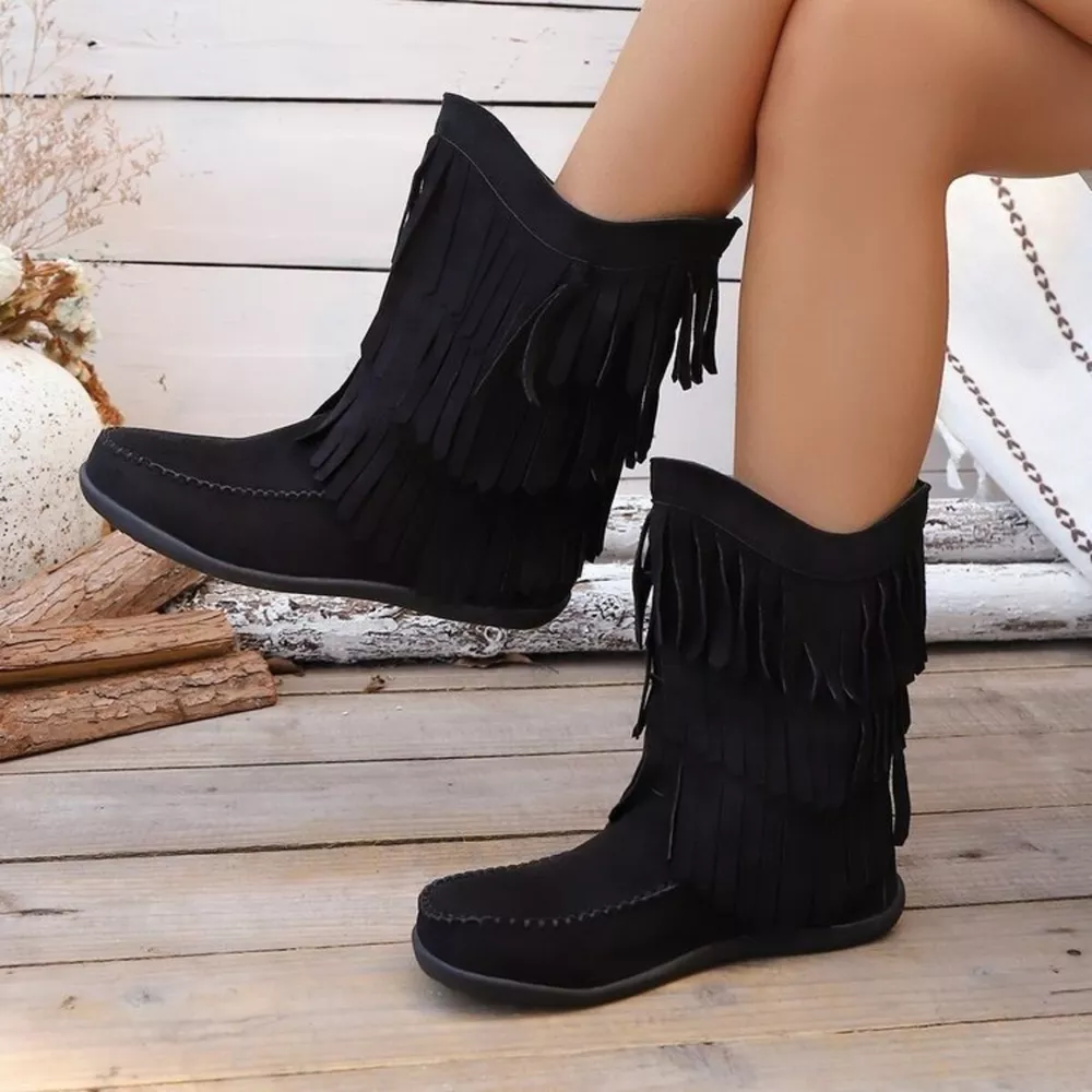 Fringe Round Toe Boots, image 5