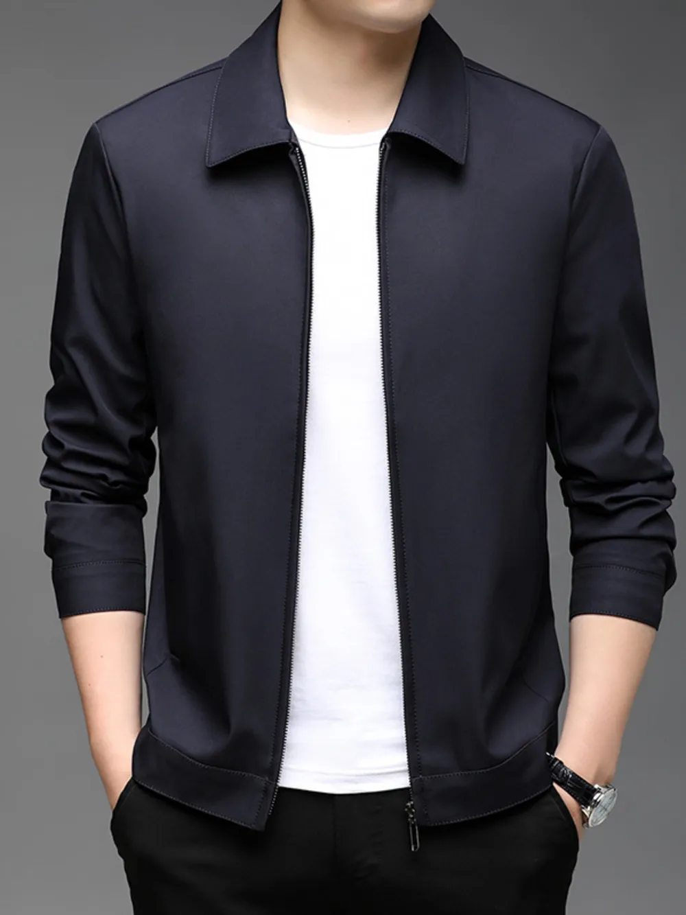Men's Plus Size Zip-Up Casual Jacket, image 2