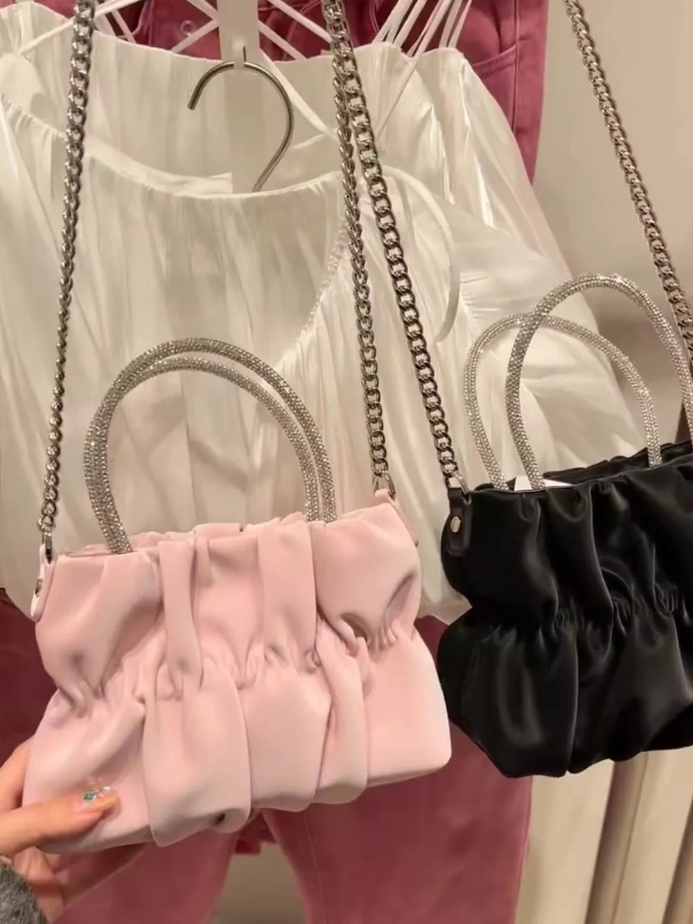 Ruched Chain Crossbody Bag, image 3