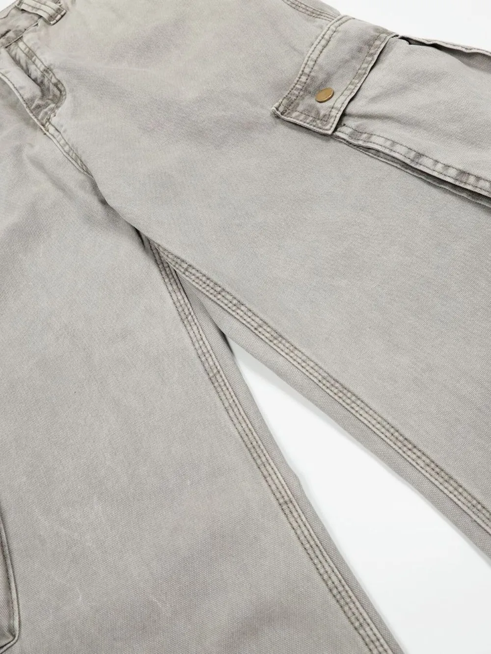 Men's Washed Wide Leg Cargo Jeans with Multiple Pockets, image 13