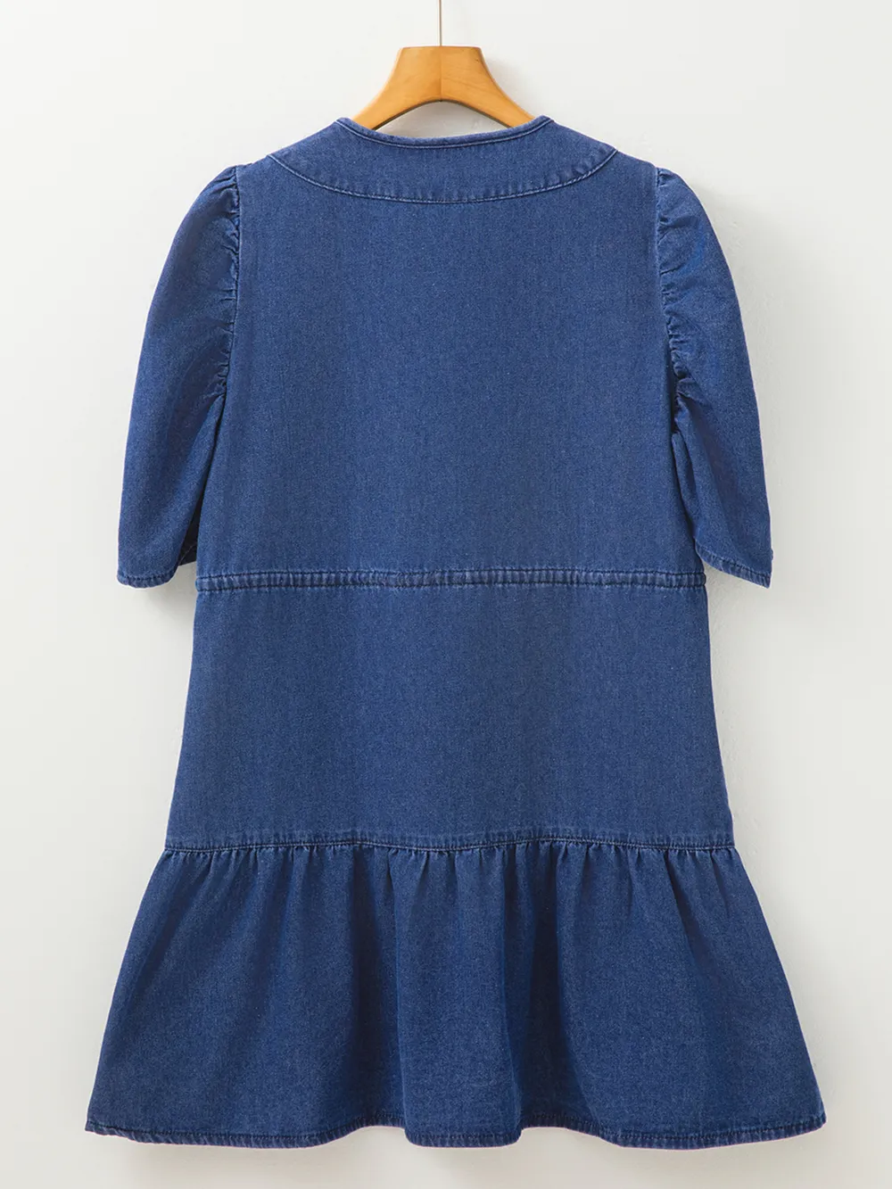 Drawstring High Waist Puff Sleeve Denim Mini Dress, image 11