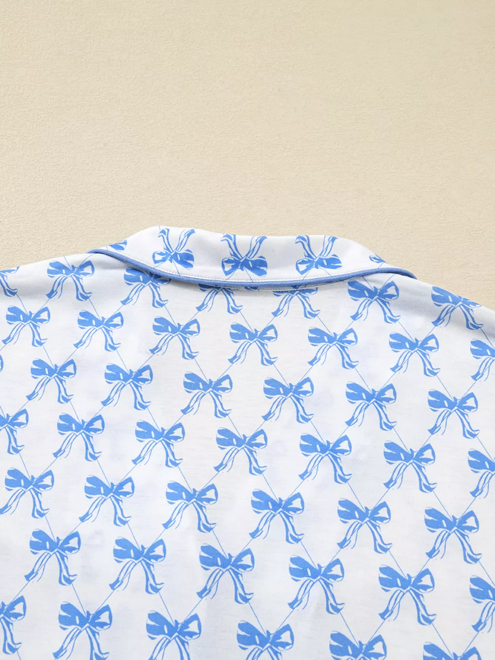 Bow Print Long Sleeve Shirt and Pants Pajama Set, image 8