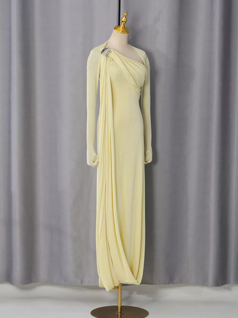 One-Shoulder Draped Maxi Dress, image 6