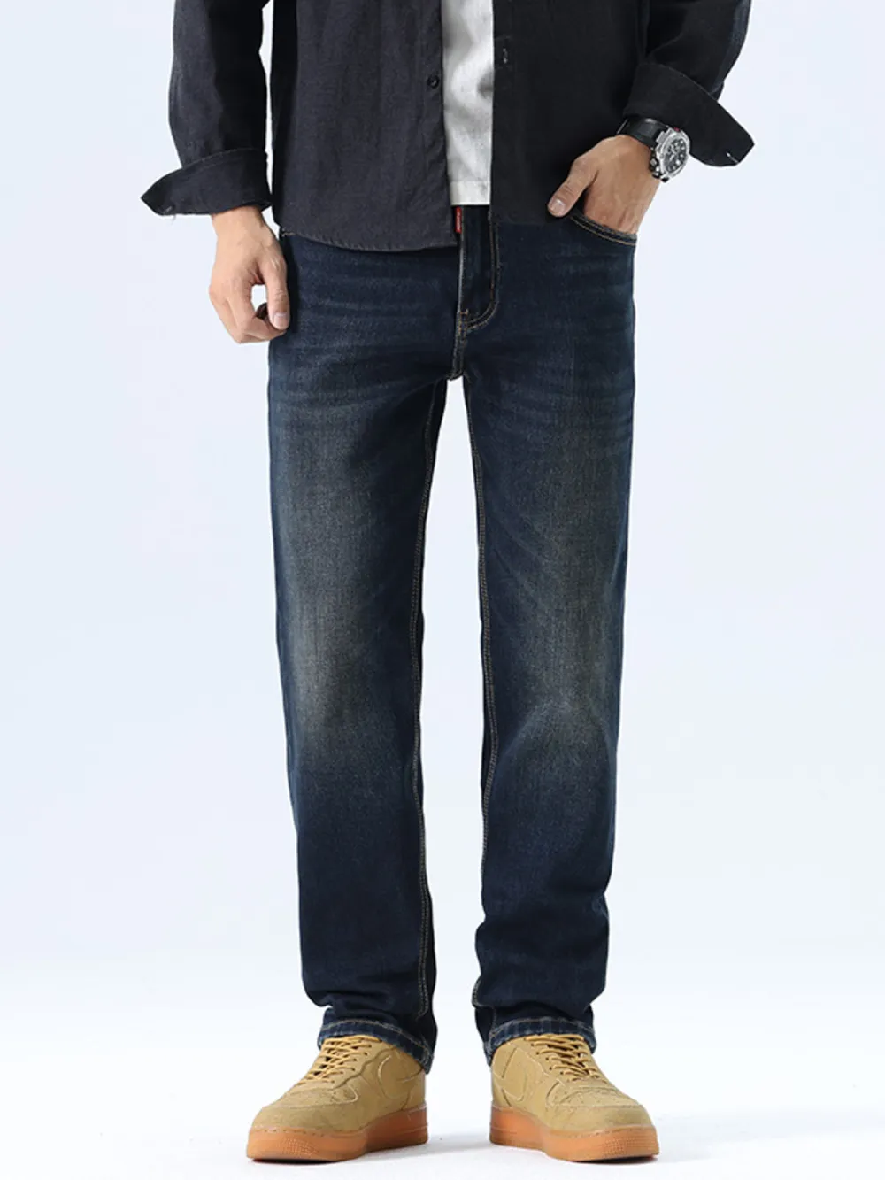 Men's Straight Leg Washed Jeans