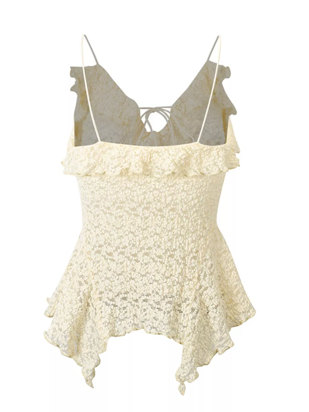Lace Ruffle Trim Tie-Front Cami, image 8