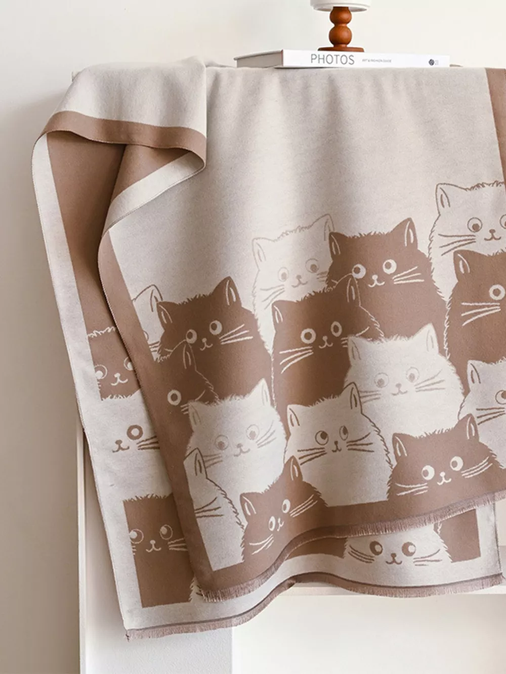 Cute Cat Pattern Knitted Scarf, image 11