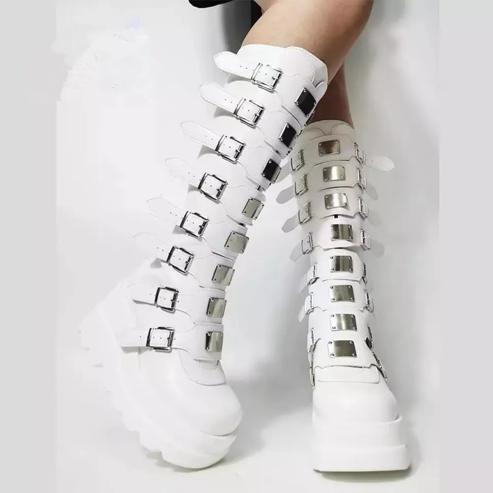 Multi-Buckle Platform Knee-High Boots, image 4