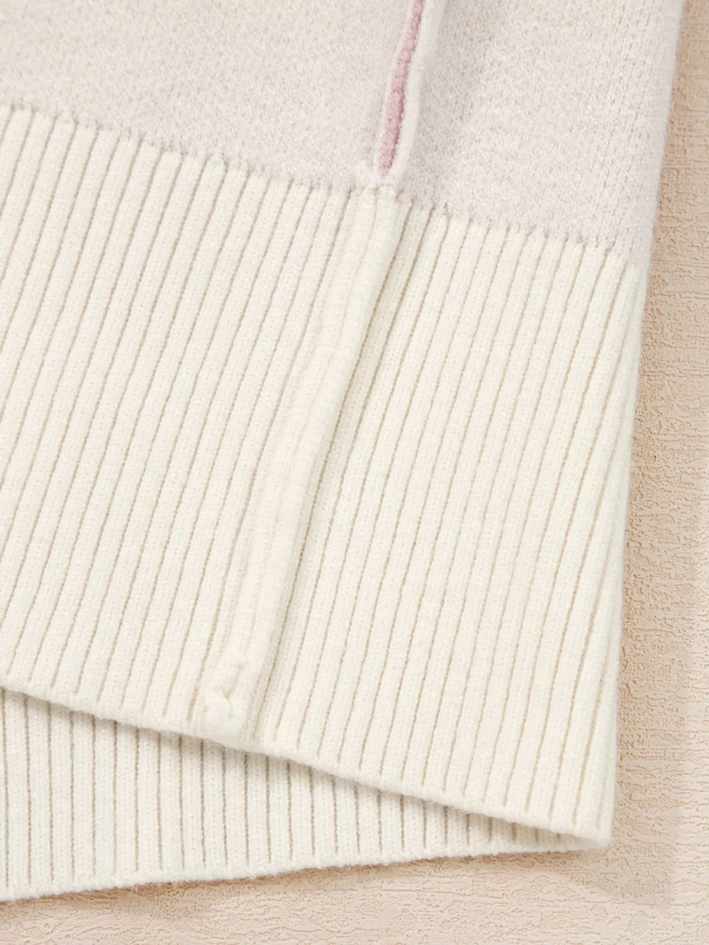 Bow Print Ribbed Trim Exposed Seam Drop Shoulder Loose Sweater, image 9