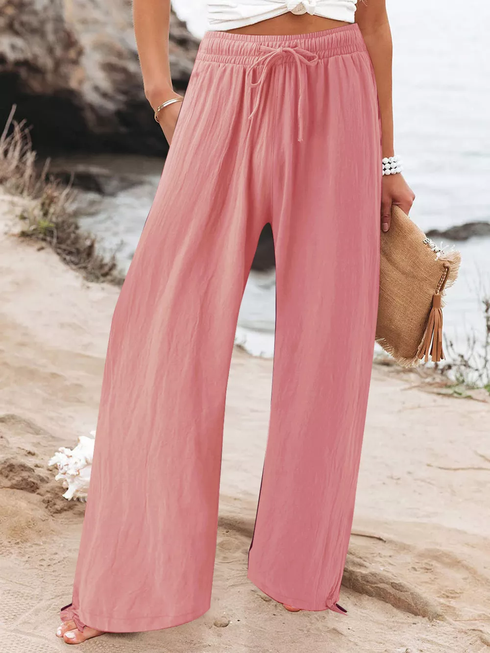 Full Size Drawstring Wide Leg Pants Plus Size, image 15