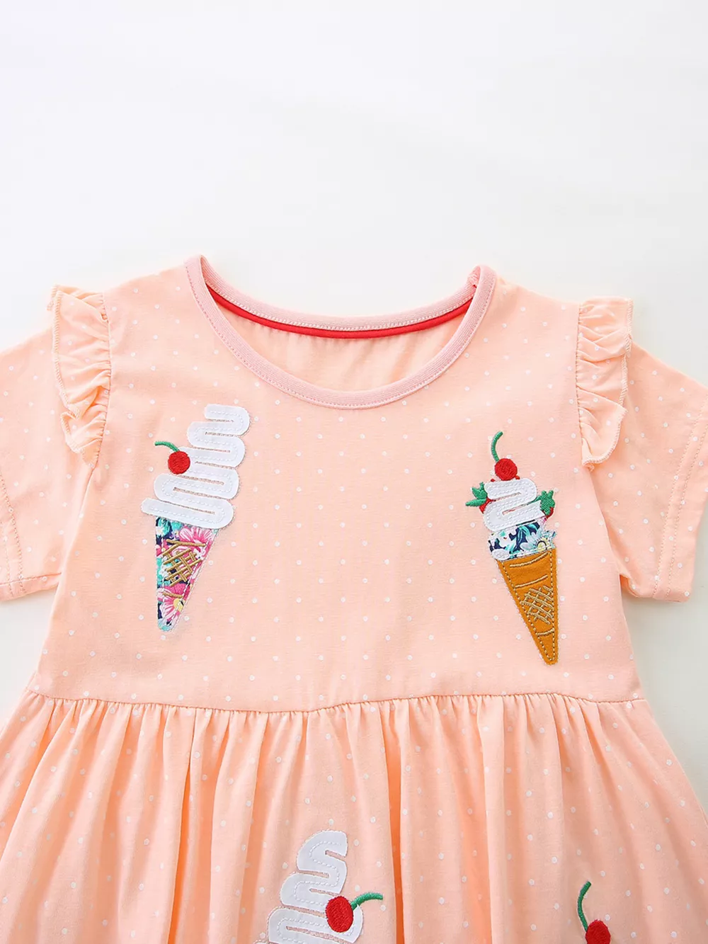 Children's Ice Cream Applique Round Neck Dress, image 3