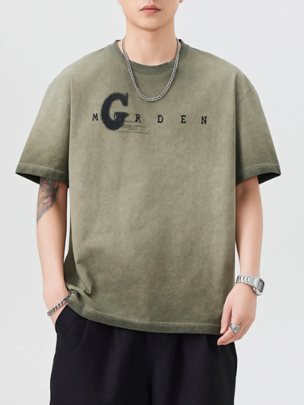 Men's Plus Size Letter Round Neck Short Sleeve T-Shirt