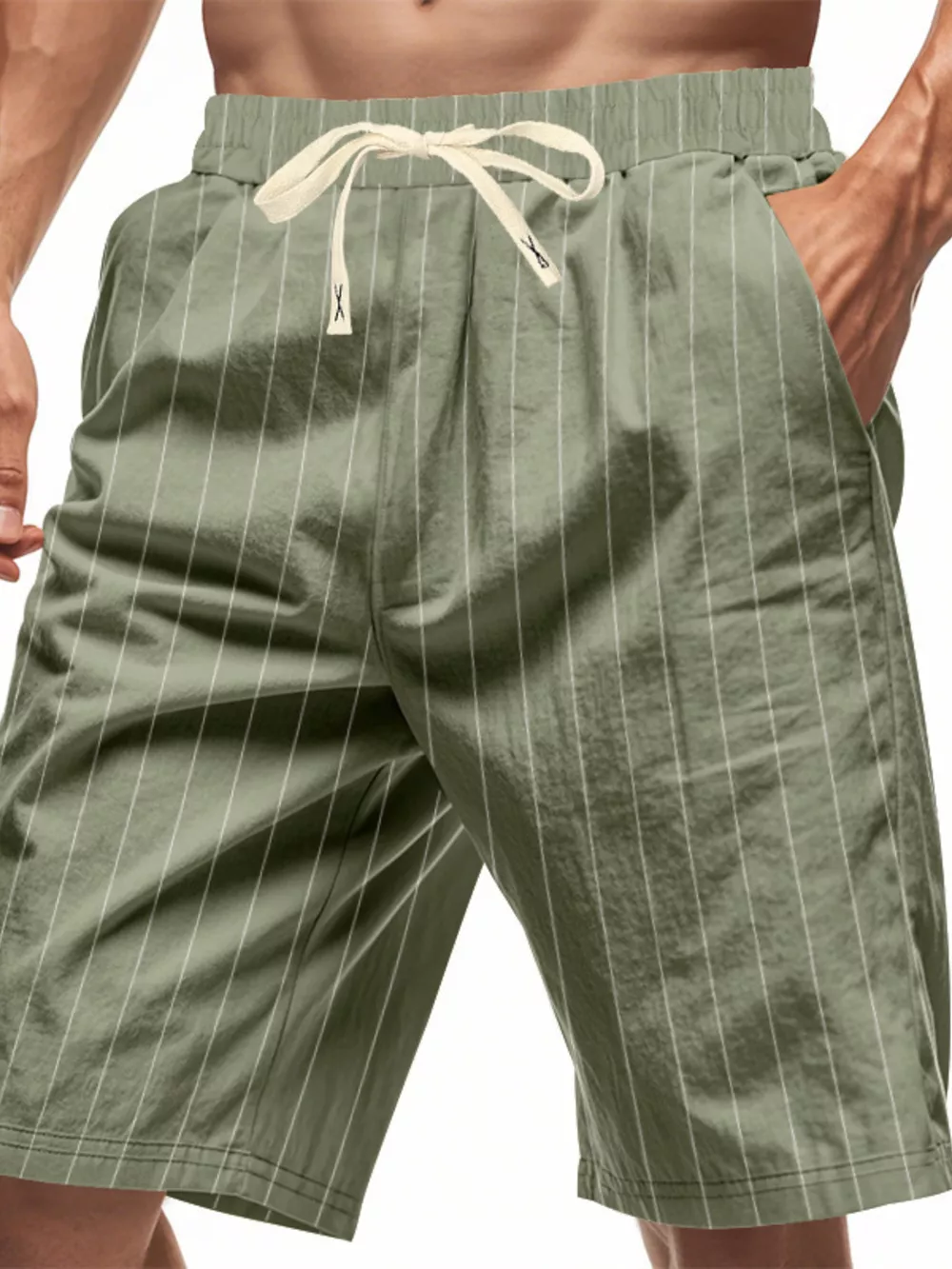Men's Full Size Striped Drawstring Casual Shorts Plus Size