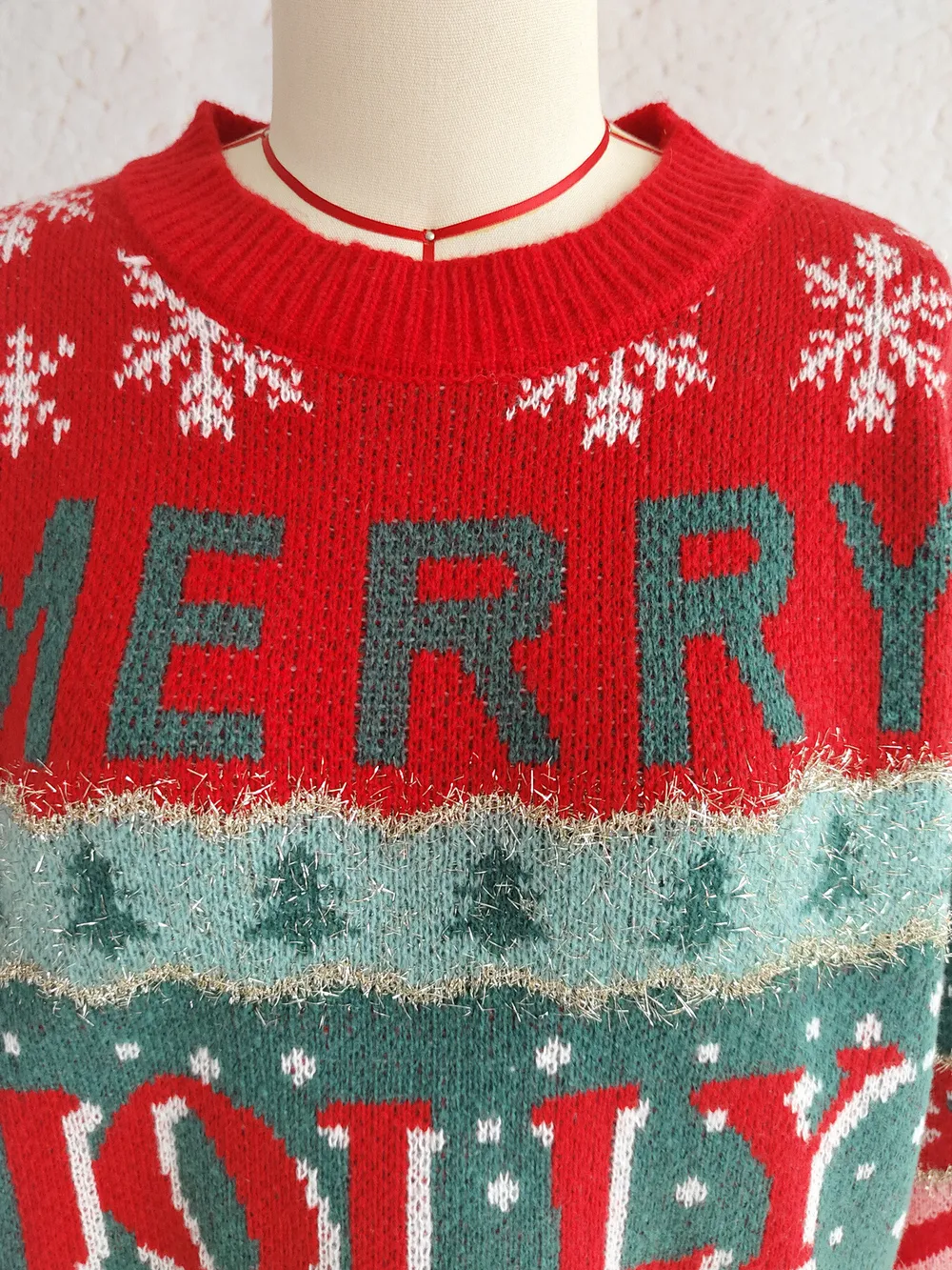 Christmas Letter Round Neck Long Sleeve Sweater, image 11