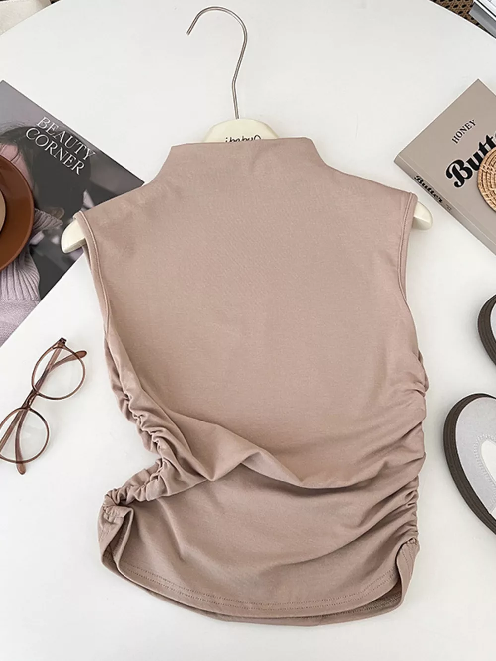 Ruched Mock Neck Tank