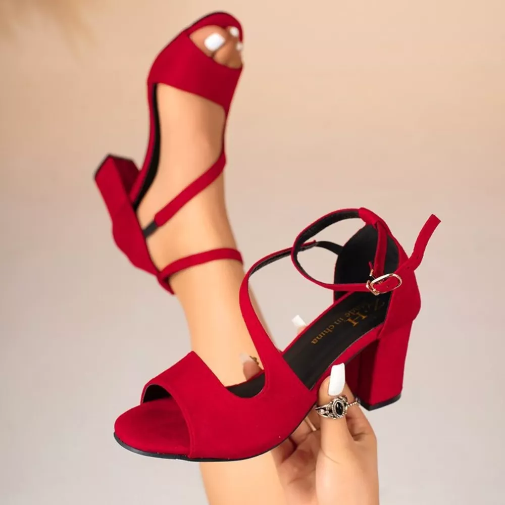 Peep Toe Block Heels Sandals, image 5