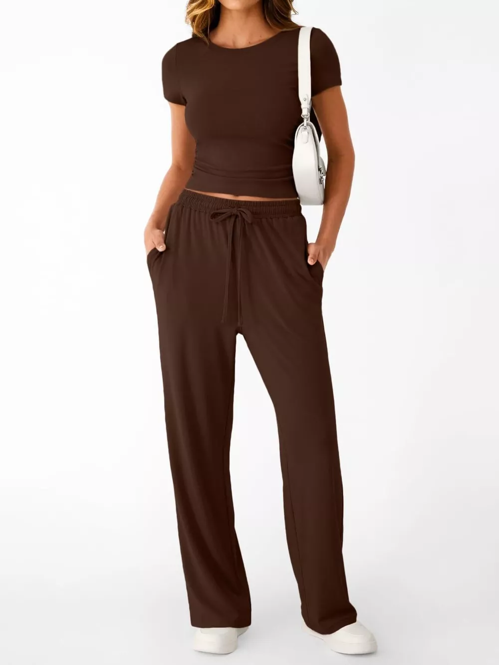 Round Neck Short Sleeve Tee and Pants Set, image 14