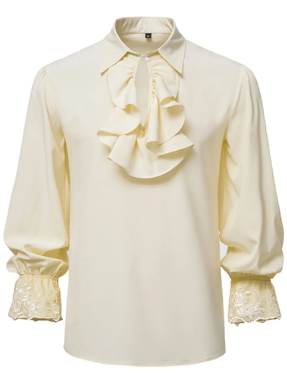 Men's Ruffled Lace Detail Long Sleeve Blouse, image 11