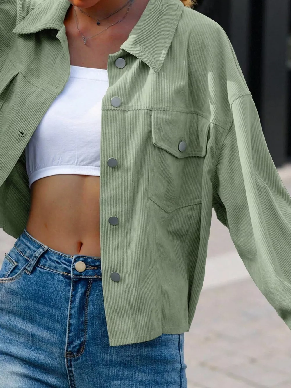 Corduroy Button-Down Shacket, image 15