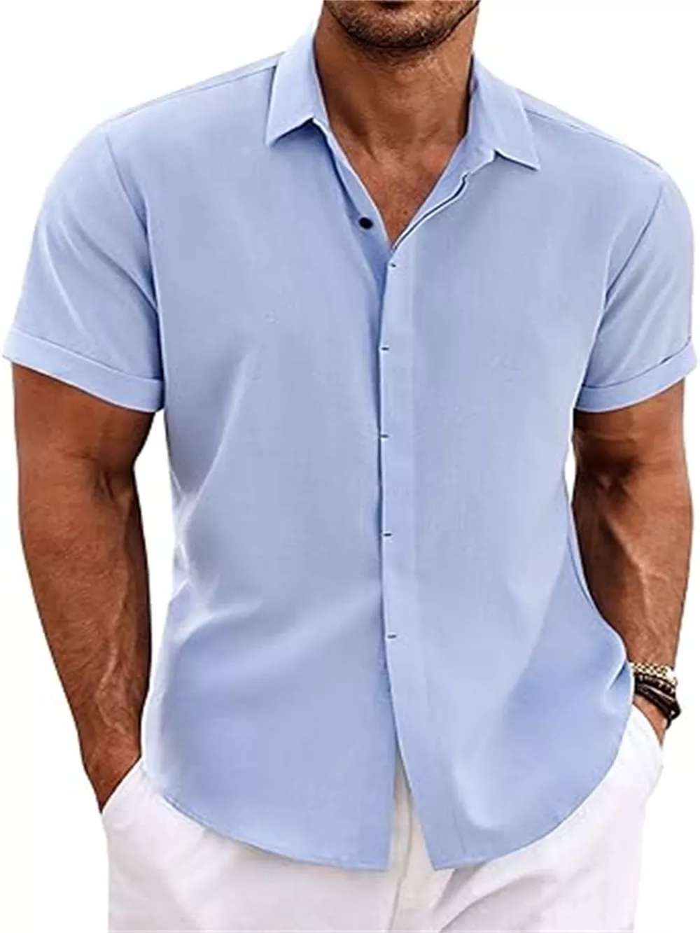 Men's Full Size Casual Short Sleeve Button-Down Shirt Plus Size, image 4