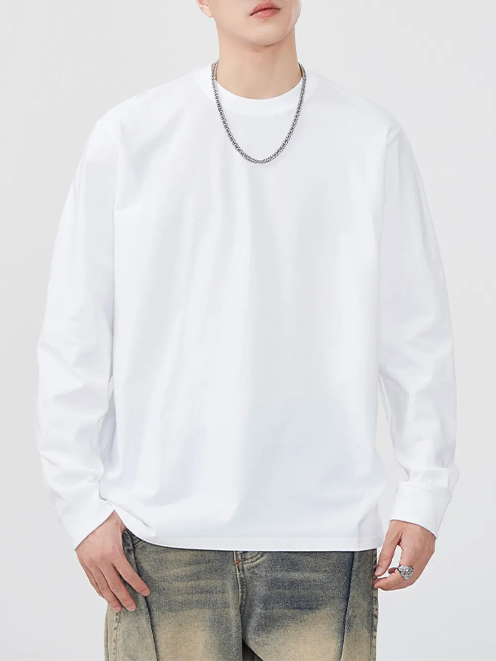Men's Full Size Round Neck Long Sleeve T-Shirt Plus Size, image 4