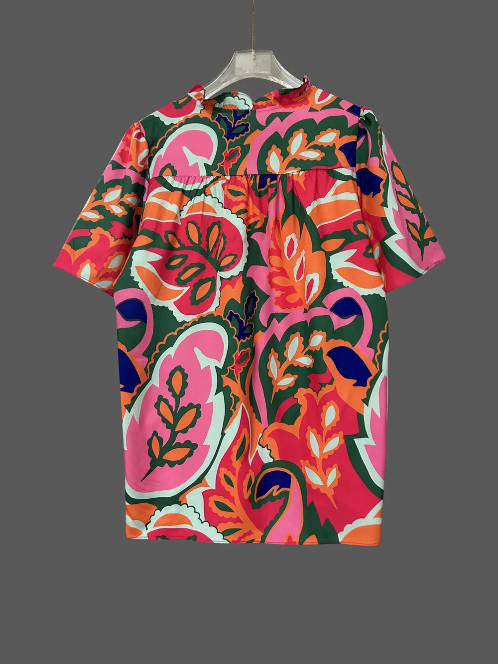 Printed Tie Neck Short Sleeve Blouse, image 5