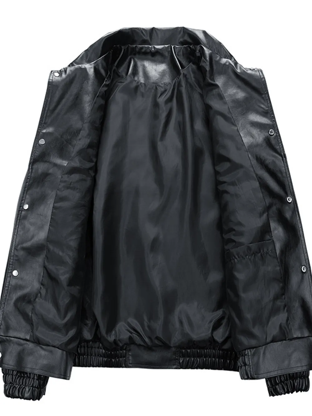 Men's Plus Size Unisex Oversized Faux Leather Bomber Jacket, image 4