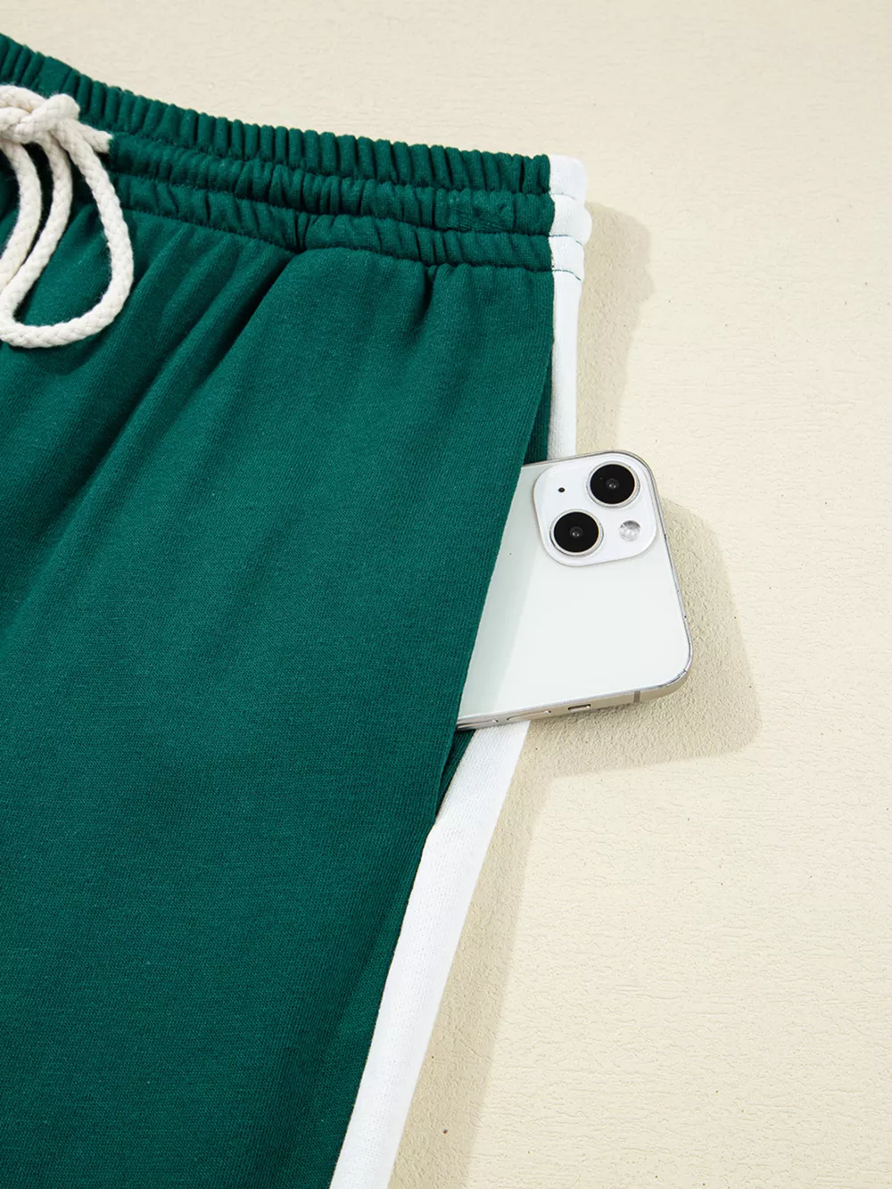 Round Neck Top and Stripe Detail Drawstring Pants Set, image 10