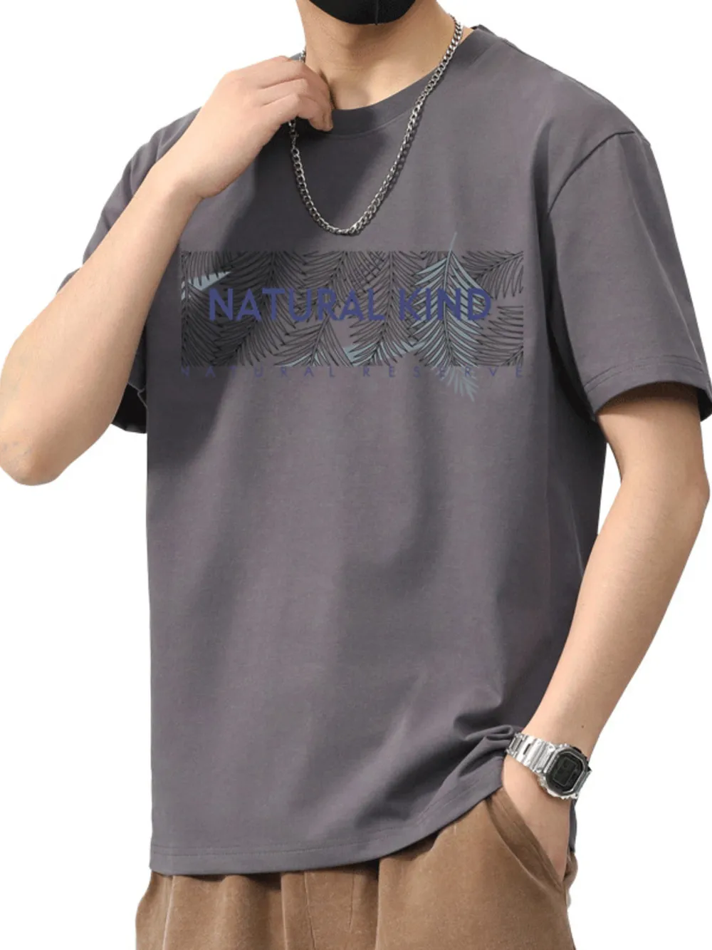 Men's Plus Size Letter Round Neck Short Sleeve T-Shirt, image 6