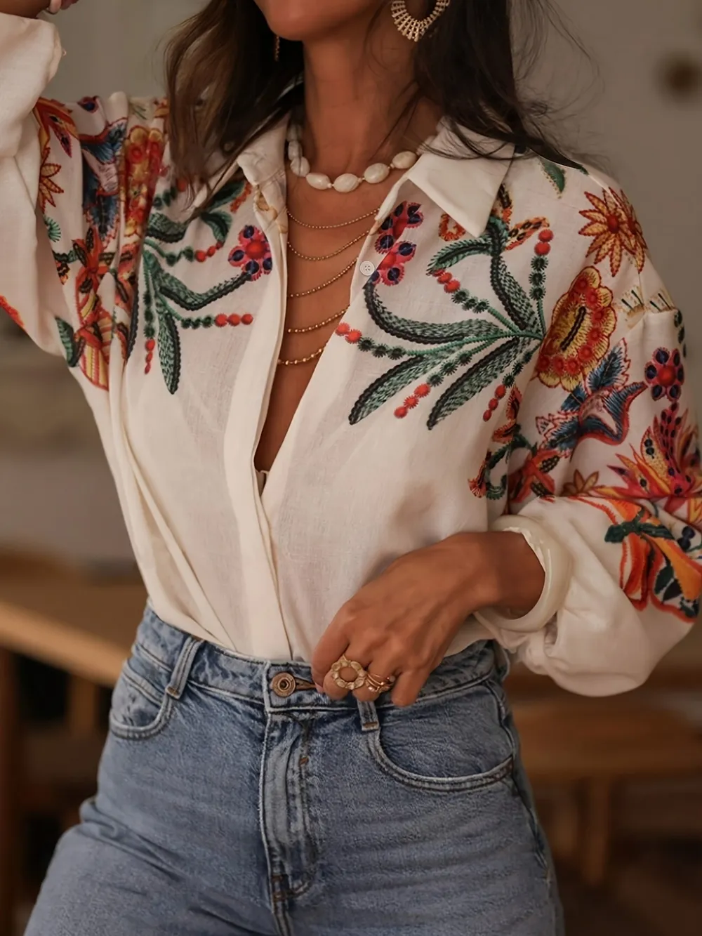 Floral Button Up Long Sleeve Shirt, image 5