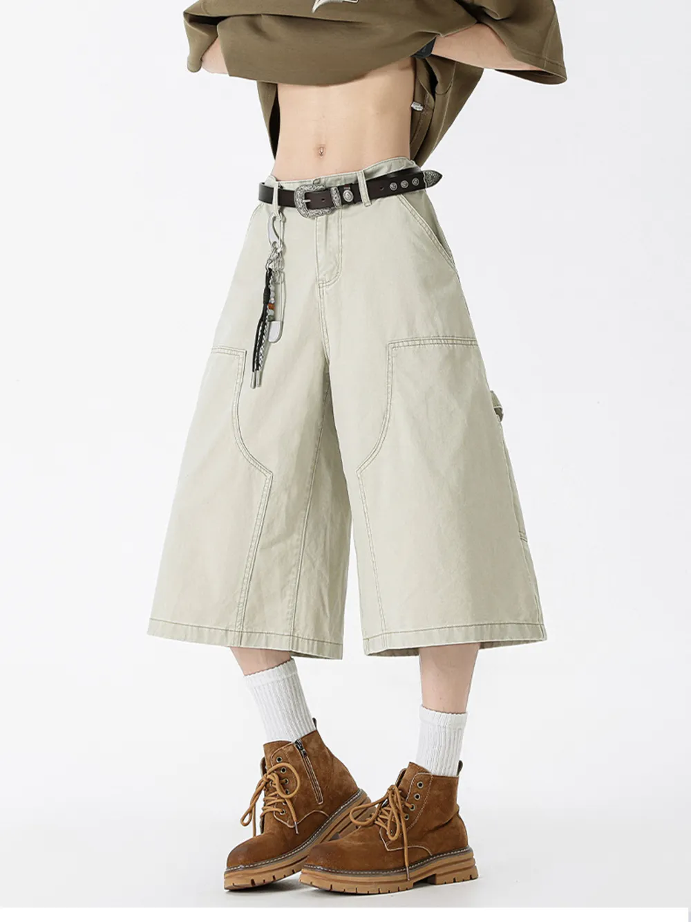 Men's Full Size Wide Leg Cargo Denim Shorts Plus Size, image 14