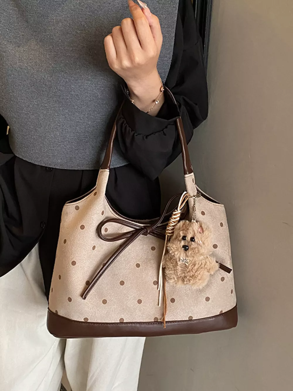 Polka Dot Bow Shoulder Bag, image 4