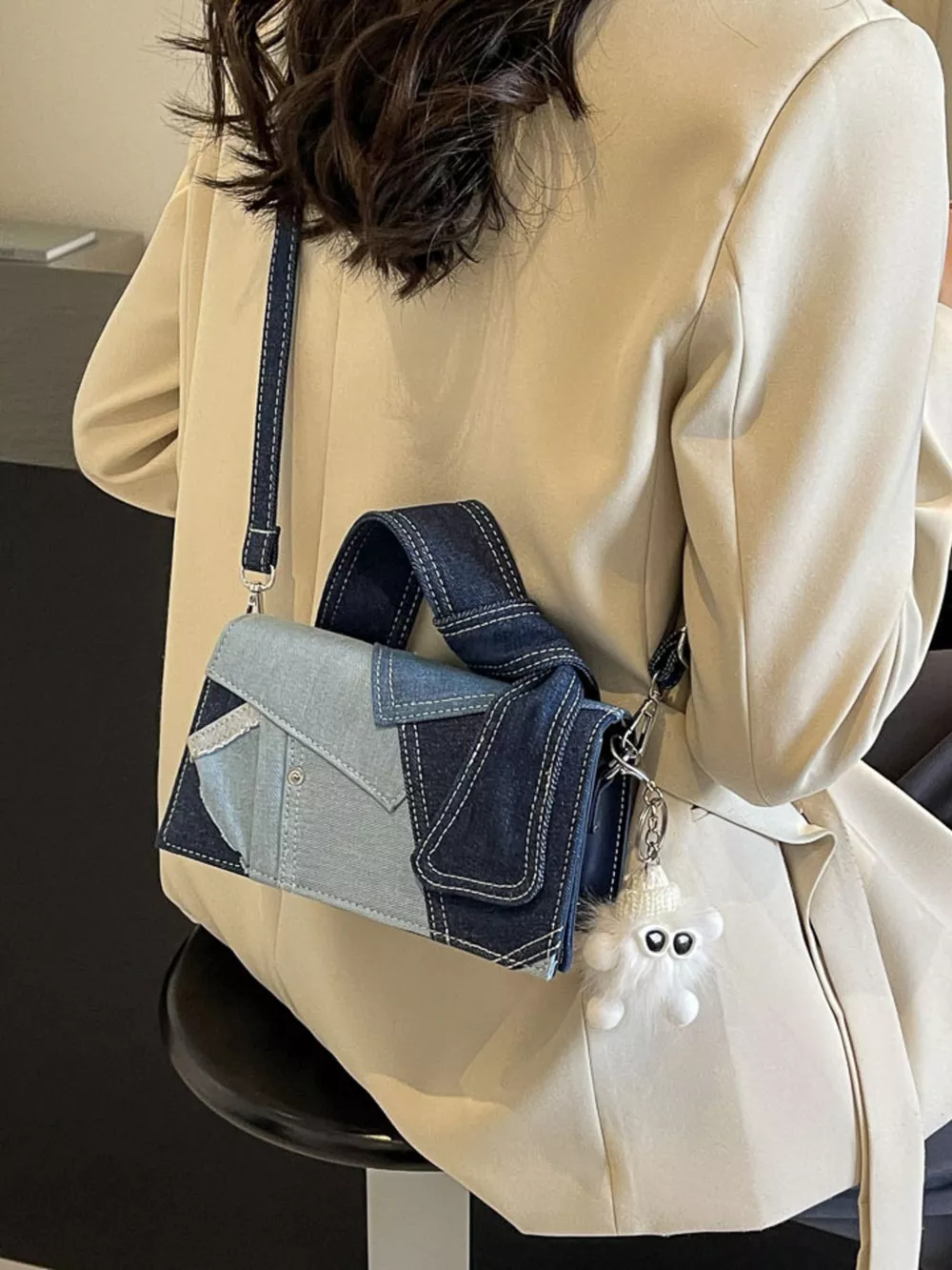Denim Patchwork Crossbody Bag, image 4
