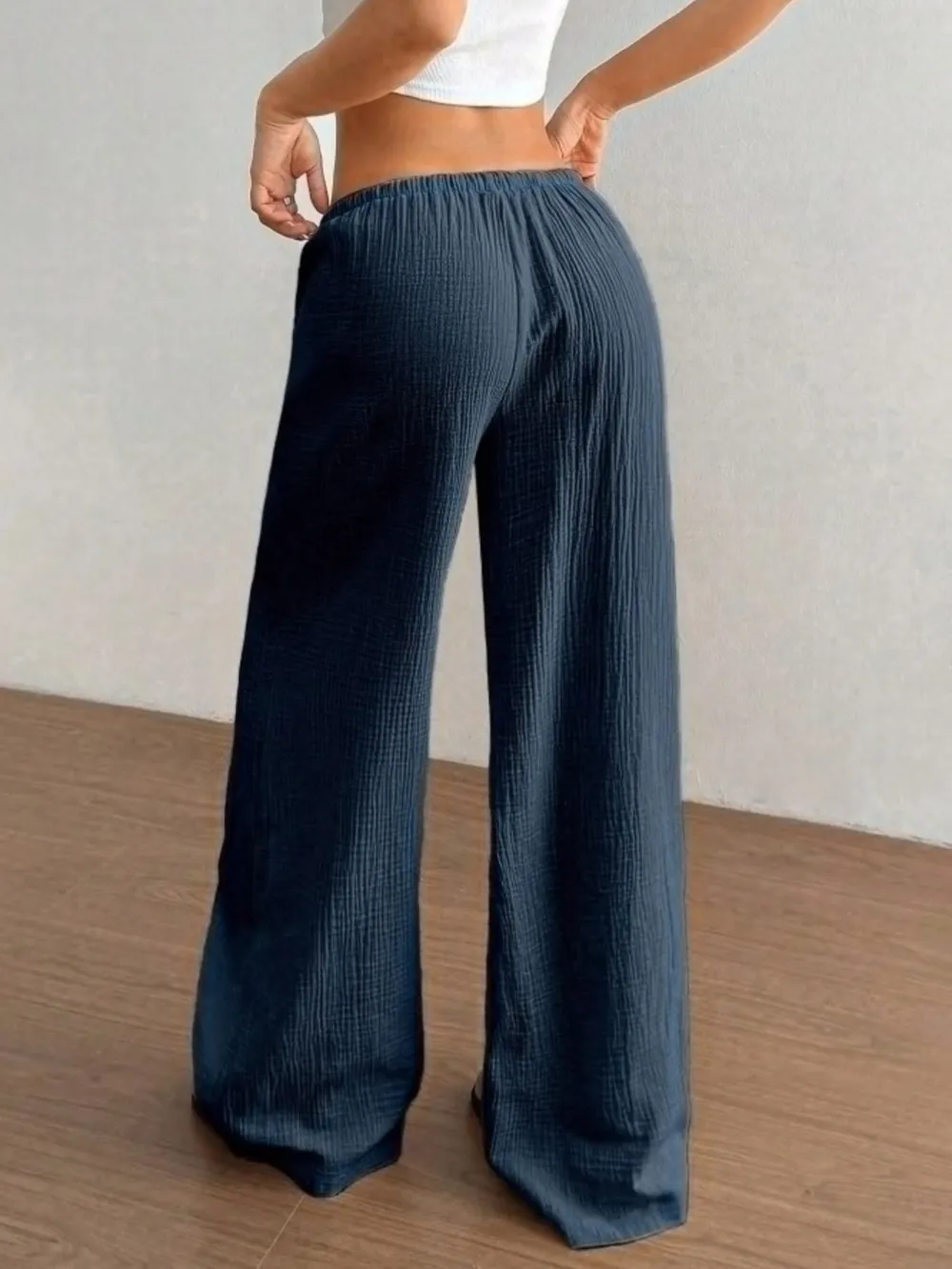 Wide Leg Drawstring Casual Pants, image 26
