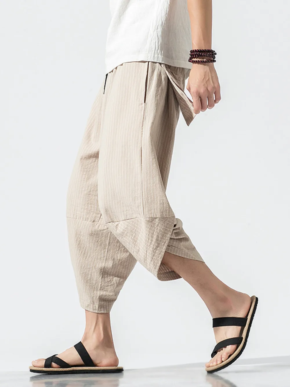 Men's Plus Size Striped Wide Leg Pants