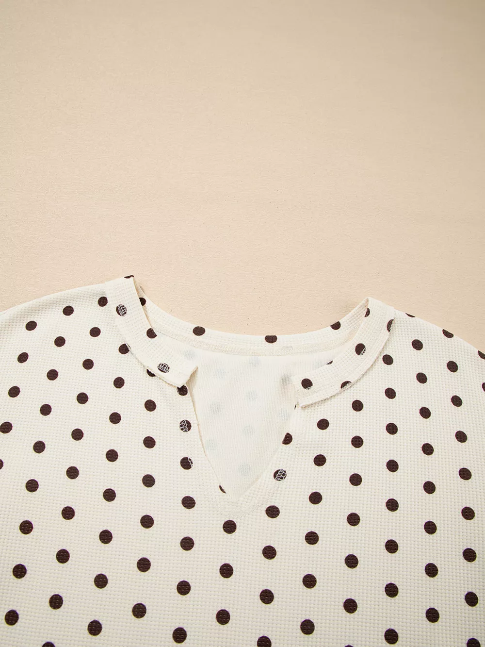 Polka Dot Notched Long Sleeve Top and Drawstring Joggers Lounge Set, image 13