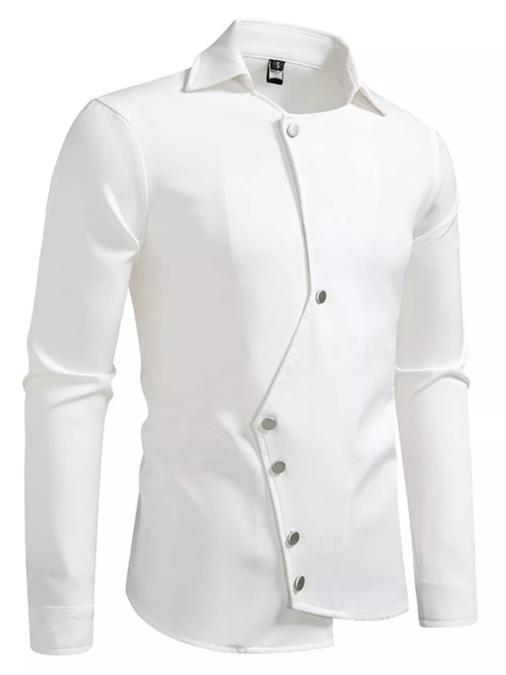 Men's Asymmetrical Button-Down Long Sleeve Shirt, image 5