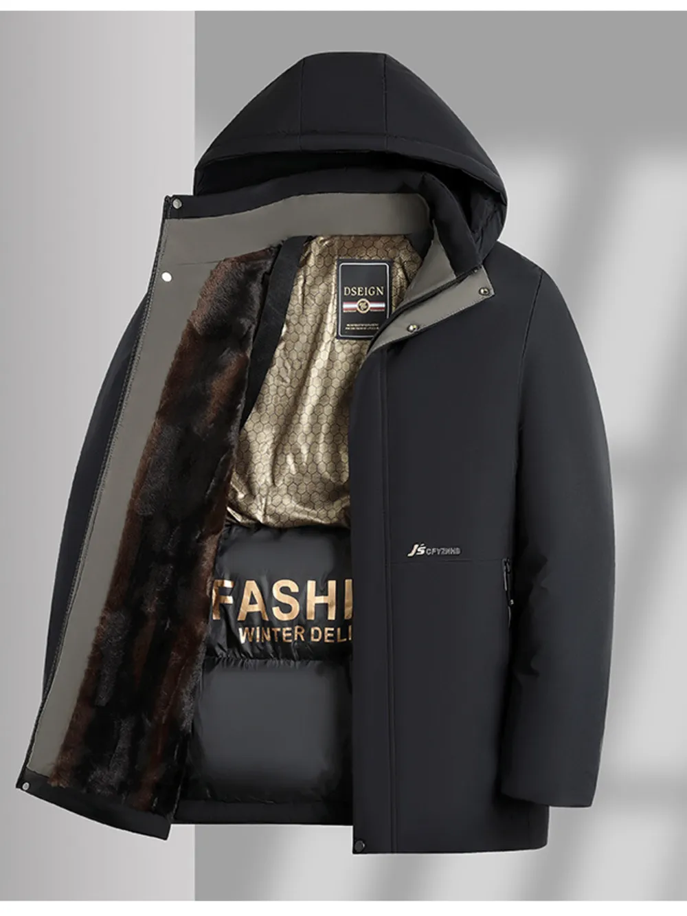Men's Plus Size Thermal Lining Hooded Winter Coat, image 5
