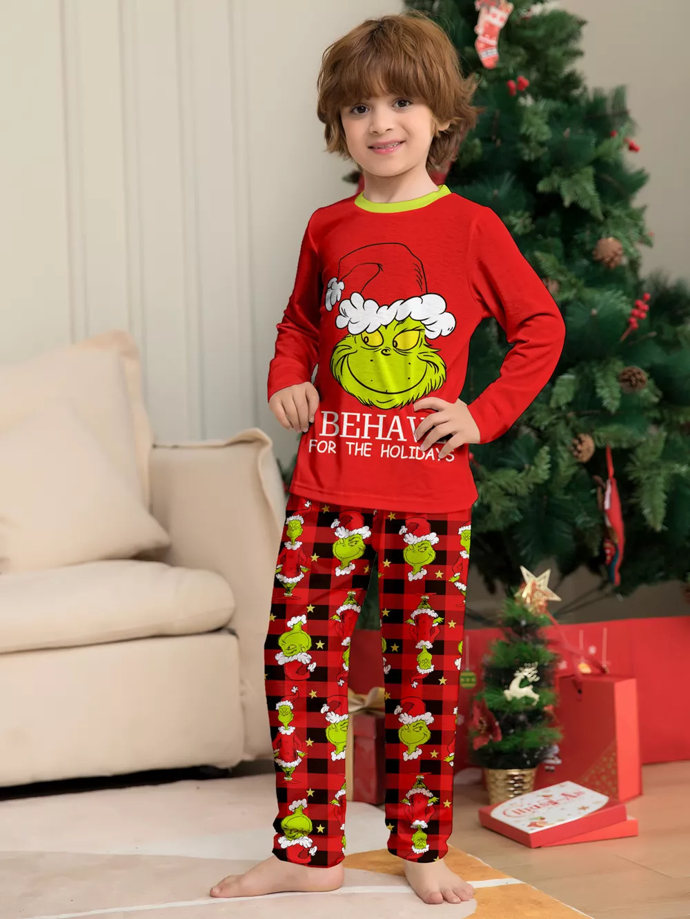 Full Size Grinch Themed Matching Family Christmas Pajama Set Plus Size, image 11