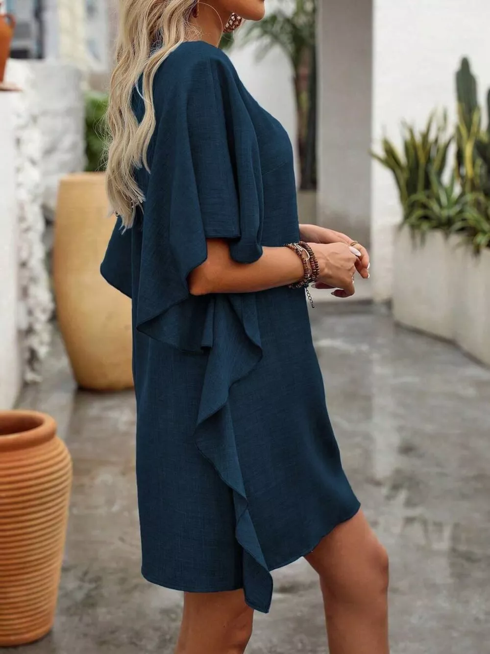 Ruffled Flutter Sleeve V-Neck Mini Dress, image 17