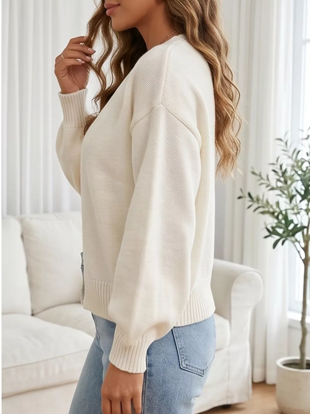 Casual Open-Front Knit Cardigan with Ribbed Trim, image 15