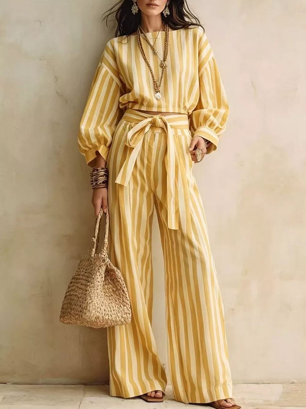 Striped Long Sleeve Top and Pants Two-Piece Set, image 14