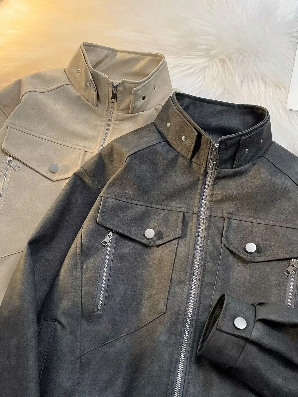 Men's Zip Up Casual Bomber Jacket, image 4